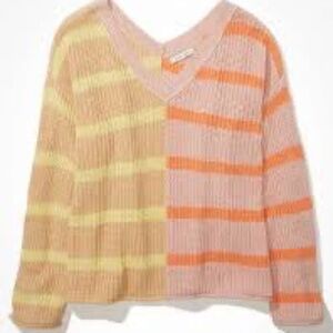 American Eagle Slouchy Knit V-Neck Sweater | Size S | Oversized Fit